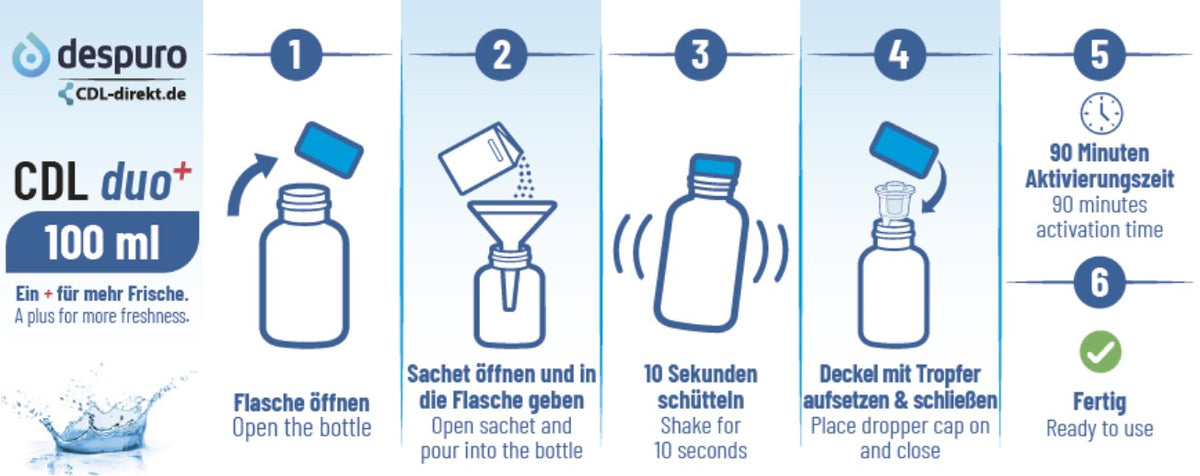 CDL duo+ - 100ml Chlordioxid-Lösung 0,3% - Fertig.Lösung 2.0